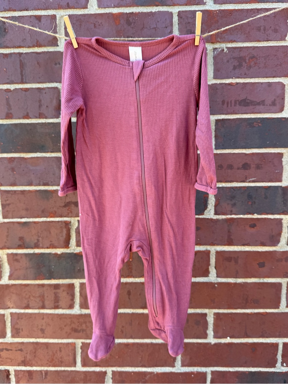 Gerber Ribbed Mauve Zip Front Footed One-Piece